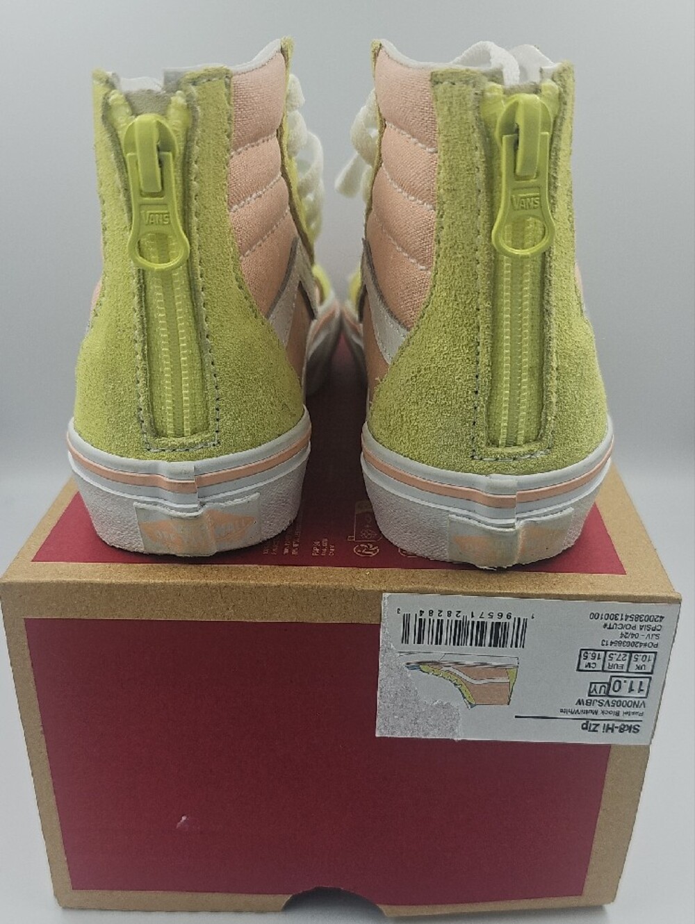 Vans Kids High-Top Sneakers in Teal, Yellow and Pink Accent - Picture 3 of 5